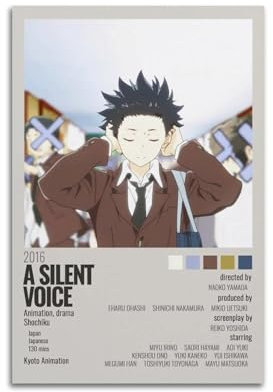 suumyo A Silent Voice Poster, Raumdekoration, ästhetisches Poster, künstlerisches Poster für Schlafzimmer, Wohnzimmer, Wände, 50 x 75 cm, ungerahmter Stil