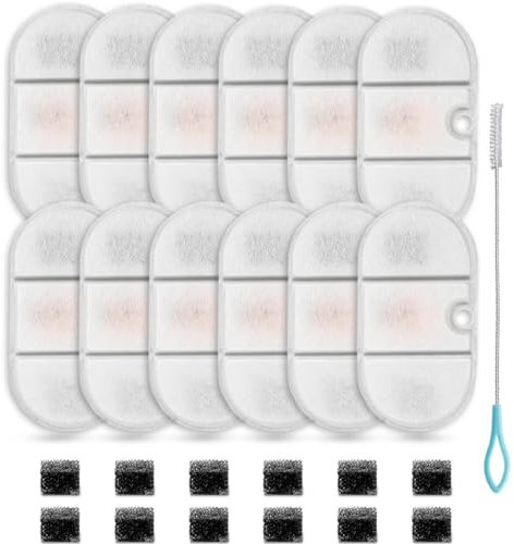 Acmerota 12Pcs Capsule Cat Water Fountain Filters Repalcement for PETLIBRO 71oz/2.1L Water Fountain PLWF002, Replacement Filters with Quadruple Filtration System for Cat Drinking Fountain