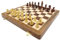 Casa Padrino Luxus Schach Set Braun/Beige 40 x 40 cm - Zusammenklappbares Holz Schachspiel - Holz Schachbrett mit Holz Schachfiguren - Luxus Deko Accessoires