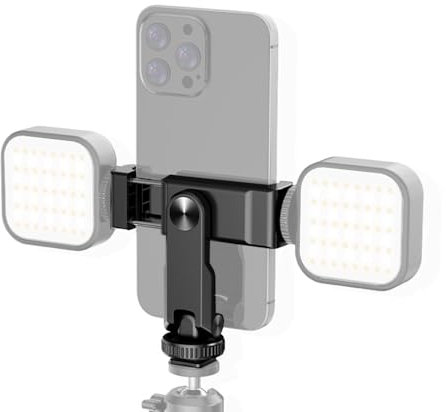 Andoer Multi-Functional Phone Tripod Mount Phone Holder Phone Clamp 360° Rotatable with Dual Cold Shoe Mounts Replacement for iPhone 15/14/13/12/11 Vlog Selfie Live Streaming Video Recording