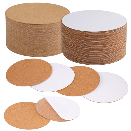 XIHIRCD 50St Korkuntersetzer, 10cm Korkmatte Runde Korkplatte Selbstklebend, Korkunterlage, Mattenunterlage für Untersetzer, kleine Töpfe, Bastelarbeiten, Möbel, Zuhause