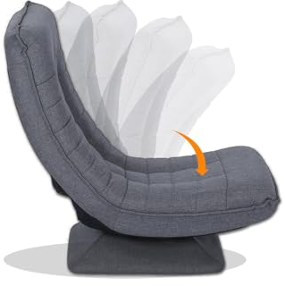 Hoclauho Relaxsessel Bequemer Bodensessel mit 4 Fach Verstellbarer Rückenlehne, 360° Drehfunktion Klappmechanismus, 13 cm Polster, 150 kg belastbar fürs Wohnzimmer Schlafzimmer(Gray)