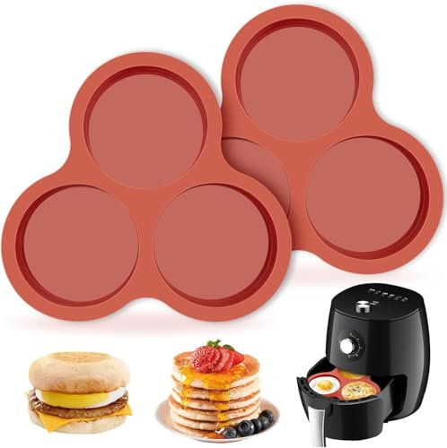 Socluer 2 stampi in silicone per friggitrice ad aria calda, grande stampo per muffin, stampi per muffin Airfryer con 3 cavità per muffin, torte di formaggio, panini