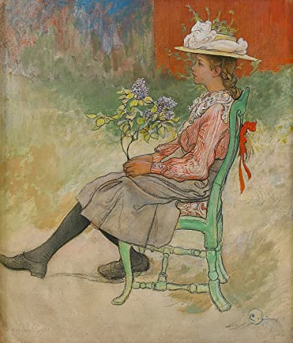ZHAOSHAN Carl Larsson Leinwandbilder, Poster, 58 x 90 cm, ohne Rahmen, Motiv: Dagmar Grill im Garten