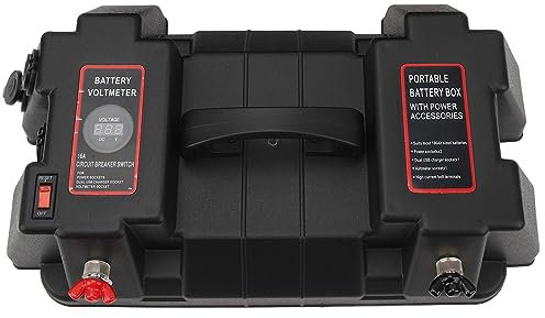 Vomeko Smart Battery Box,RV Battery Box Trolling Motor Smart Battery Box Power Center,12V Marine Case with Voltmeter, for RV Van SUV ATV Camper Truck Car (NO Battery)