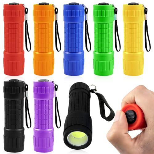 NICEWAT 8Pcs Mini LED Taschenlampe Kinder, COB-LED Kleine Taschenlampe Kinder mit 24 AAA Batterien und Lanyard, Kinder Camping Handlampe für Camping Outdoor Notfall Kindergeburtstag Party Geschenke