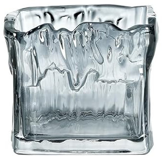 Jarrón de cerámica de cristal grueso hidropónico con flores secas, jarrón cuadrado de cristal (A)