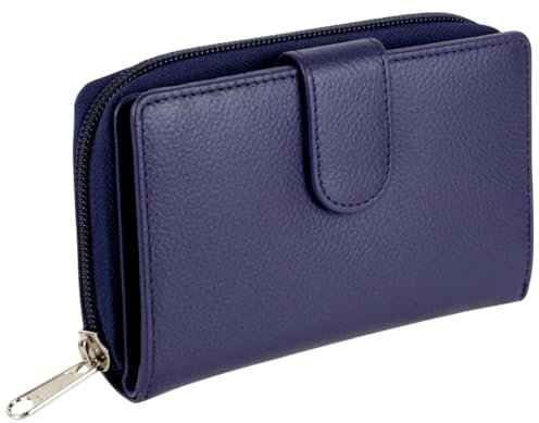 Golunski Leder Damen Geldbörse mit Reißverschluss, mittelgroß, navy, Einheitsgröße, Zeitgenössisch