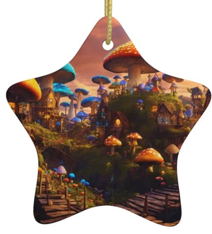 Magischer Pilz-Druck, Weihnachtsbaumschmuck, Keramik-Weihnachtsdekoration, Andenken-Ideen.