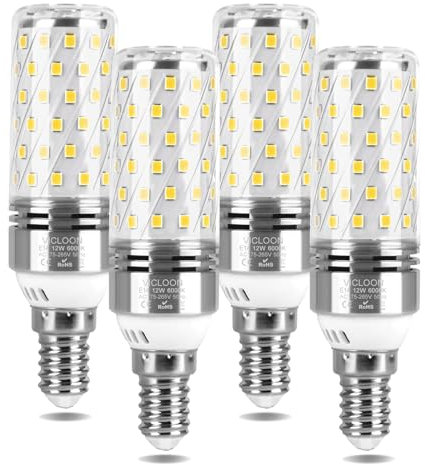 Vicloon Bombilla campana extractora, Bombilla LED E14, E14 LED Frío 10W Equivalente Lámpara Halógena De 100W, Blanco Frío 6000K,1300LM, Angulo de haz de 360, 4 Unidades