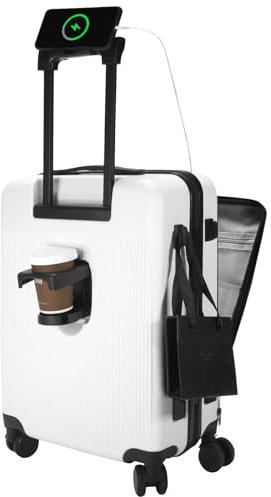 HUIDA TECH Maleta de Mano de 20 Pulgadas con Compartimento para Laptop, Maletas Ligeras, Carcasa rígida y Cerradura TSA, Equipaje de Cabina con Ruedas giratorias, Carga USB y portavasos