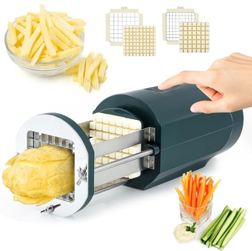 Taglia Patate Elettrico, Taglia Verdure Elettrico Tagliapatate Elettrico Tagliamele Tagliaverdure Con Lama Da 9x9mm E 12x12mm Tagliaverdure Multifunzionale Mandolina Per Verdure
