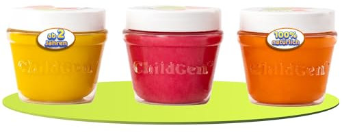 ChildGen Knete Play Dough, ungiftig, 100% natürliche Inhaltsstoffe, vegan Knete, Lebensmittelqualität, Kinderknete, Knete ab 2 Jahre, Knetezubehör, Knetset, Knete -Set, Spielknete - 3 x 125g