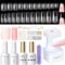 PEACECOLOR Capsule Americaine Ongle, 240 Faux Ongles Carré Court & Carré Moyen avec Mini Lampe UV, Nude Rose Vernis à Ongles, Colle Faux Ongles und Top Coat, Kit Manucure Cadeau