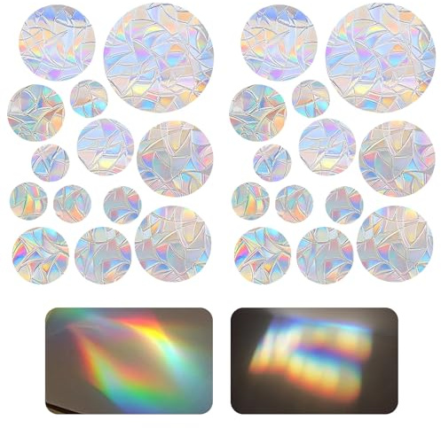 Suncatcher Sticker,Regenbogen Folie Fenster,Sonnenfänger Fenster,Prisma Fensteraufkleber Lichtspiel,Fenstersticker,Vogelschutz,Fensterfolie Regenbogeneffekt Deko,Stoppt Vögel Kollisions Aufkleber