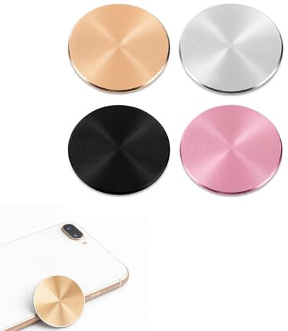 EUYKQNOI 4 Pezzi Piastre Magnetiche Adesive per Cellulare Auto, Compatibile con MagSafe, Nero/Argento/Oro/Rosa, 0.5mm Sottile, Supporto Universale per Telefono GPS Tablet