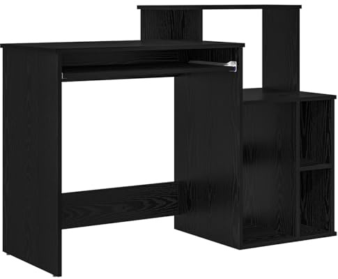 vidaXL Schreibtisch Schwarz Eichen-Optik 120,5 x 44 x 88,5 cm, Heim Office, moderner Aufbewahrungs-Schreibtisch, kompakter Arbeitsplatz, fürs Studium, ordentlich, effizient