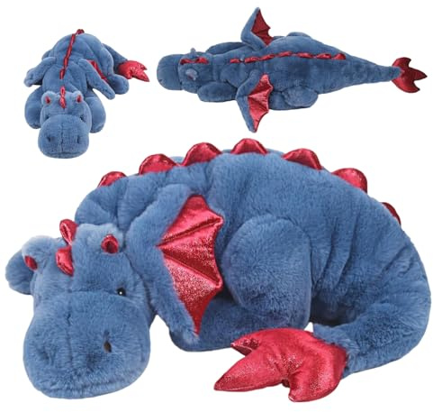 Pesoncarl Drachengefüllte Tier, 43 Zoll niedlichen Cartoon Dragon Plüsch mit Flügel, weiches bequemes Riesengefüllter Tier für Kinder Jungen Mädchen Schlafzimmer Dekoration, Blau, Spielzeug