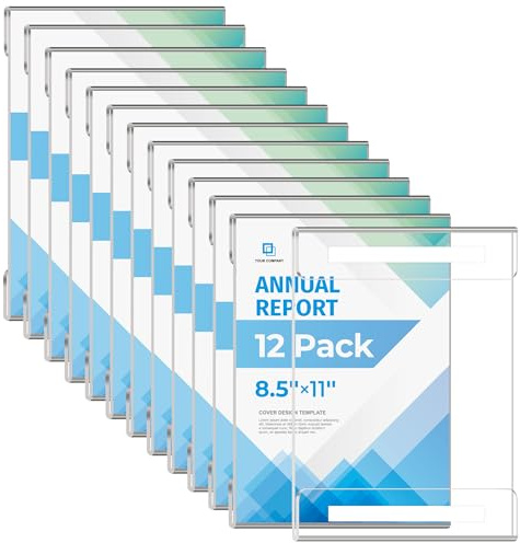 12 Pack 8.5x11 Acrylic Sign Holder Wall Mount, Plastic Wall Signs Acrylic Frame Photo Menu Flyer Display Holders with Adhesive Tape for Office, Home, Store, Restaurant - No Drilling