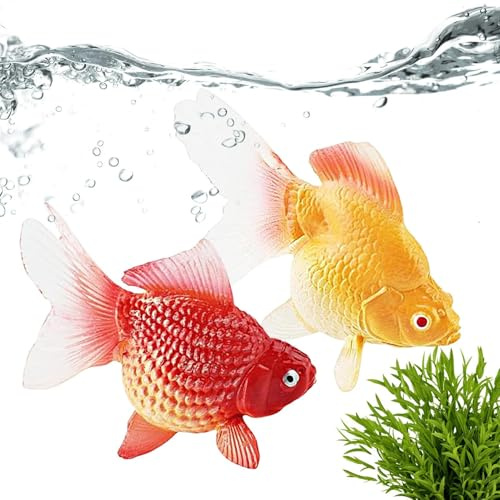 Tisujune Goldfisch Spielzeug - Kunstoffisch Dekoration - Orangefarbene Spielzeug-Deko Mit Natürlicher Schwimmbewegung 2er Set Für Freunde Kollegen Aquarium