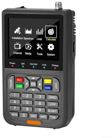 Feegow Medidor digital de señales de satélite - DVB-S2X detector de fuerza de señal, pantalla LCD HD de 3,5 pulgadas para configurar antena parabólica
