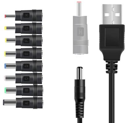 KARELLS USB to DC Cable,DC 5v charger cable,1m 5V USB Power Charger Cord,with 8 Connectors,for Laptops,Router,Bluetooth Speakers