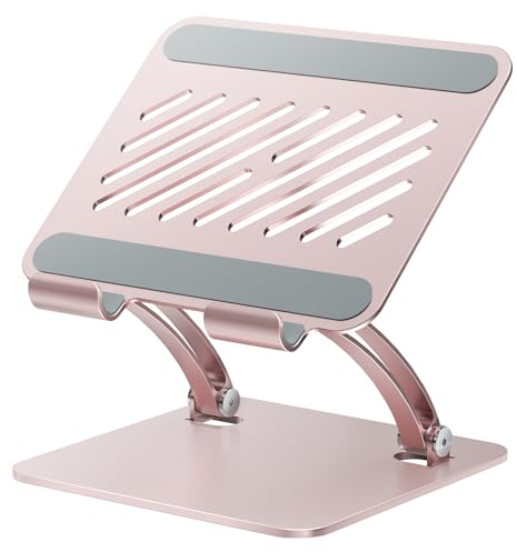 tounee Tablet Holder Stand, Dual Rod Adjustable Aluminum Desktop Stand, Compatible with 4-16.5 iPads, Surface Tablets, Portable Monitor, Kindle and More (Pink)
