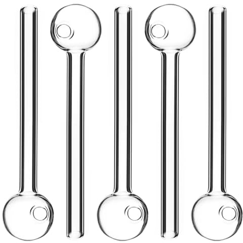 Quemador de aceite de vidrio, 5 tubos de vidrio de borosilicato, pajitas en forma de bola, portátil, resistente al calor, diseño grueso portátil