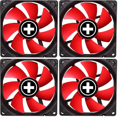 Xilence XPF92.R 92mm Ventilateur de boîtier, 3PIN, rouge/noir (Lot de 4)