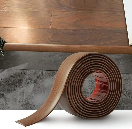 Zayejod 20M PVC Floor Transition Strip Self Adhesive,Brown Teak Grain 4CM | Vinyl Flat Floor Divider Strip Carpet Cover Strips Laminate Threshold Flooring Edge Trim for Joining Floor Tiles Gap Door Bar