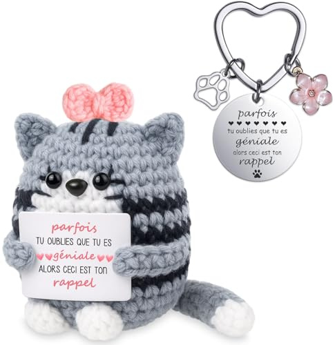 Farbeele Cadeaux pour Femme Homme, Figure Positive avec Porte-bonheur Porte-clés, Cadeau Original pour Anniversaire, Bon Rétablissement, Cadeaux pour Amie Collègue Couple Sœur, Déco Maison Motivante