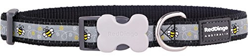 Red Dingo Bucklebone Dog Collar Design, Bumble Bee Black, Large 25mm