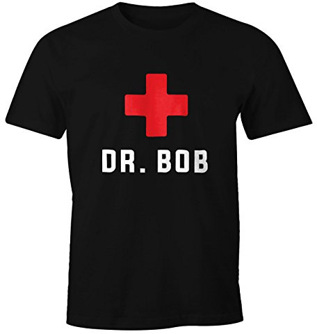 MoonWorks Herren T-Shirt Dr Bob Dschungel Arzt Notarzt Fun-Shirt Schwarz 3XL