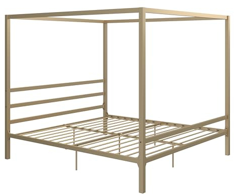 DHP Furniture Modern Canopy Gold Metal Bed Superking