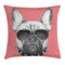 ABAKUHAUS Bulldogge Kissenbezug, Hundeskizze Sonnenbrillen, Seitenschläferkissenhülle ohne Kissen mit Reißverschluss und Beitseitigem Druck Waschbar, 60 x 60 cm, Schwarz Grau