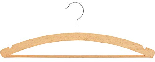 10 Einfachbügel Kleiderbügel aus Buchenholz 42cm / 8mm mit Steg und Rockeinschnitt 1519-2H - 10 Stück | PB-Onlinehandel