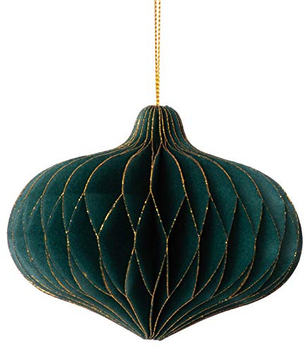 coopz Weihnachtsschmuck Weihnachtskugel Papier Anhänger Zwiebel 11 cm Christbaum Christbaumkugel, Farbe:dunkelgrün