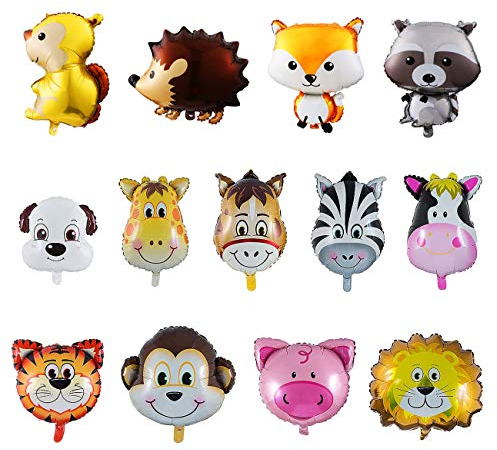 Kesote 13 Globos de Animales de La Selva para Niños Helio Decoración de Fiestas de Cumpleaños Regalo(con Cintas)