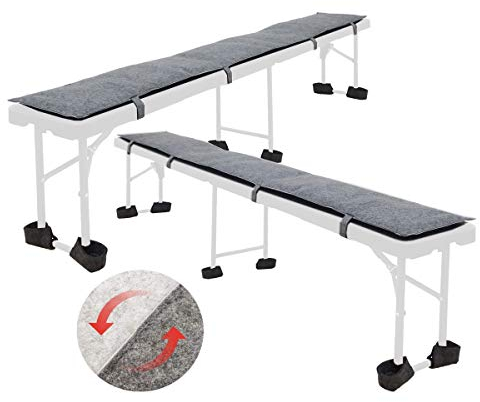 DuneDesign FILZ: 2er Set Gepolsterte Bierbankauflagen 220 cm - 2-Farbige Sitzpolster für Bierbänke 12 Bodenschoner - Polster Bierbank Auflagen Bierzeltgarnitur 220 Auflage Bierbank Polster Bankauflage