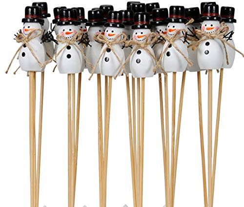 ETC weihnachtlicher winterlicher Kleiner Dekostecker Pick Schneemann mit schwarzem Zylinder (4)