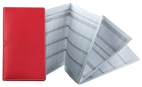 DELMON VARONE - Personalisierbarer Faltkalender 2025 + 2026 DIN A6 EcoAppleLeather Rot - Öko Apfel Leder Terminplaner Organizer (1 Monat 2 Seiten) - Termin Kalender Monatsübersicht & Adressenheft