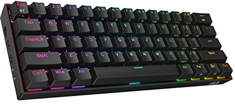 Redragon K530 Pro Draconic 60% BT/kabelgebundene / 2,4 GHz kabellose mechanische Tastatur, 61 Tasten, Hot-Swap-fähige RGB-Gaming-Tastatur mit Lineare rotem Schalter, für Windows/Mac/Android