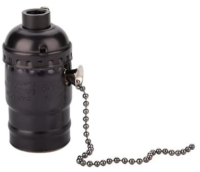 Douille Vintage en Bakelite avec Interrupteur à chaînette argentée de Type E27