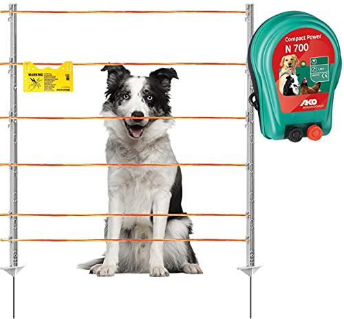 Agrarzone Kit recinto per Cani N700 230V - 1J, Filo 250 m, Giallo/Arancione - 8 File, Sicuro e Protezione da Animali Selvatici - Made in Germany