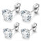 day.berlin Ohrstecker White in Silber, 4er Set Damen Ohrringe mit 6mm + 8mm Zirkonia Kristallen, 316L Premium Edelstahl, nickelfrei und wasserfest für Frauen