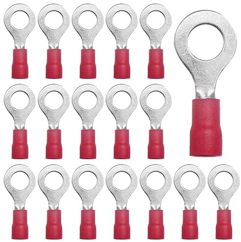 CEEYSEE 100x Kabelverbinder 0.5-1.5mm² Loch-Ø M6 Ringkabelschuhe Abzweigverbinder - Für Elektrische Crimpkabelschuhe Kable Teillisoliert PVC Kabel-Verbinder(Rot/DPRH6)
