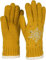 styleBREAKER Damen Handschuhe mit gestickter Schneeflocke, Strass und Fleece, warme Thermo Winter Strickhandschuhe 09010020, Farbe:Curry