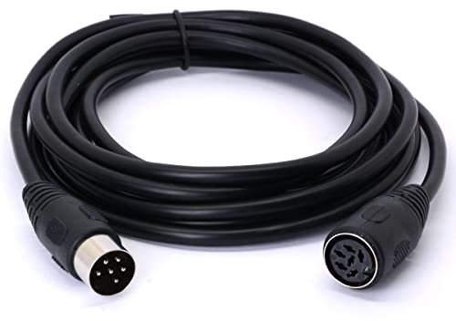 HTGuoji Midi Din 6 Pin Plug Connector Extension Cable, 6 Pin Din Male to Female Plug AV Adapter Audio Socket for Digital Audio (3 Meter)