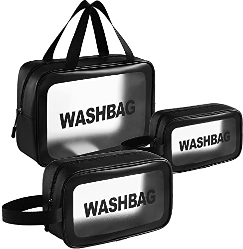 LEcylankEr Trousse de Toilette Transparente Femme Trousse de Maquillage Voyage, Set Trousse de Toilette Impermeable (Noir)