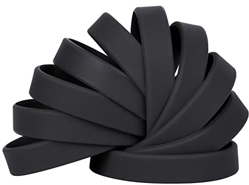 LVNRIDS Solid Color 100 Silicone Wristbands Rubber Bracelets for Children, 7 inch Wholesale Sports Rubber Elastic Wristband Bracelet Bulk Gifts for Teacher Supplies Party Decorations Black